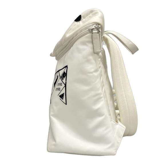 Prada Rucksack Backpack Black Nylon Leather Signeau White - Picture 1 of 16